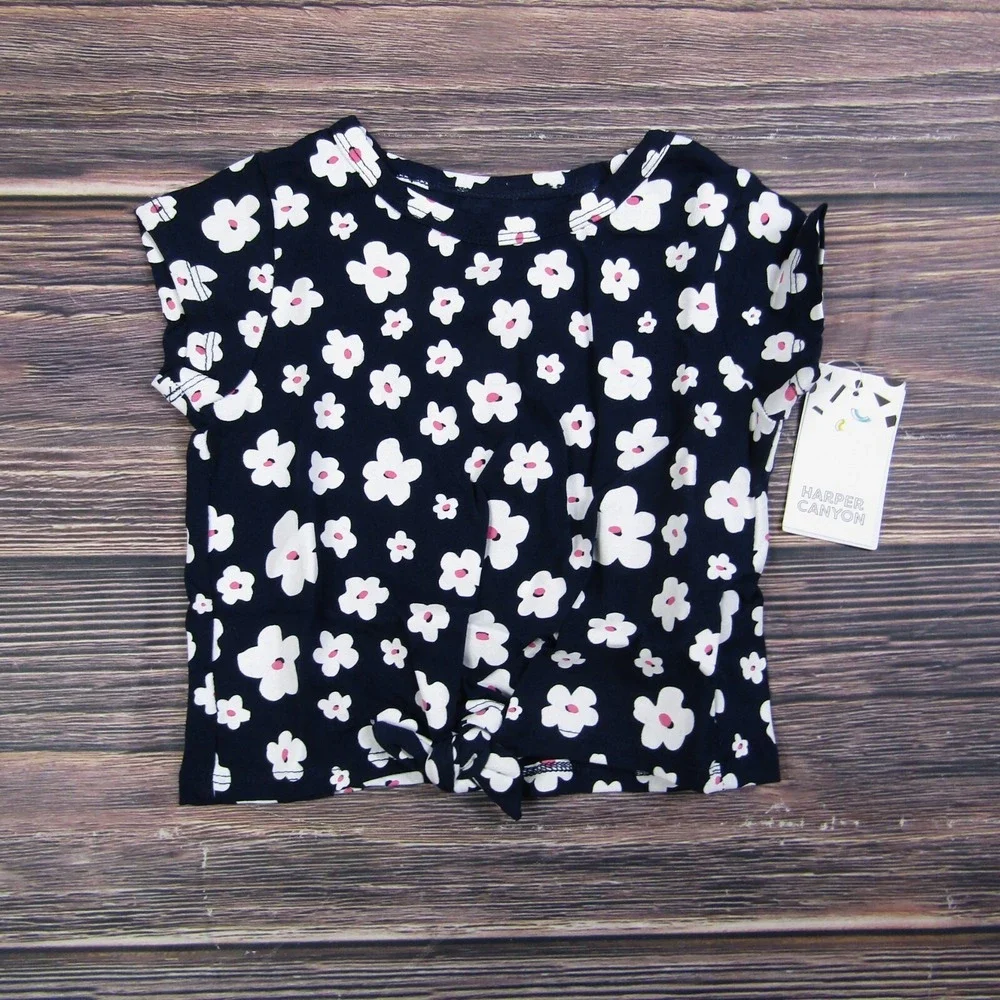 Harper Canyon NEW Baby Size 2 Black White Floral T‎ Shirt Top Cute
